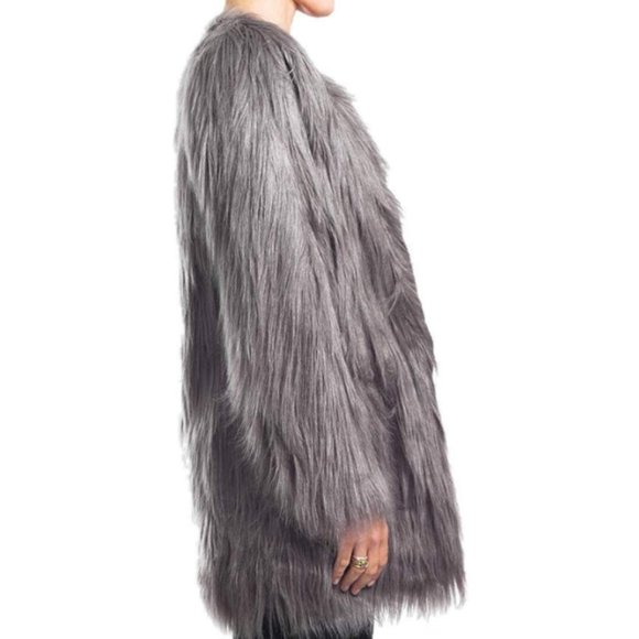 UNREAL FUR Women's Wanderlust Faux Fur Coat Slate - Picture 4 of 8
